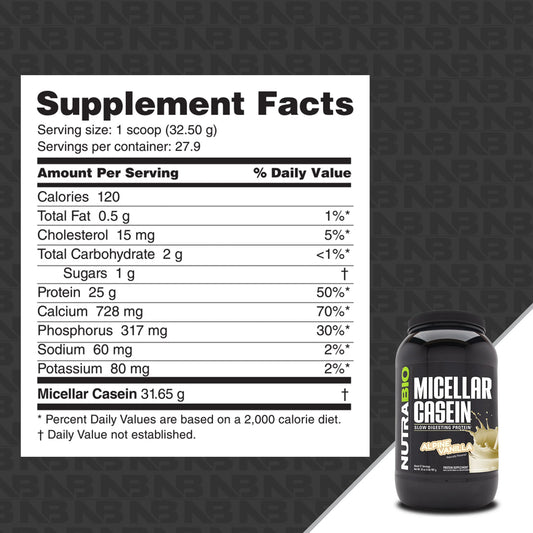 Nutrabio - Micellar Casein Protein ALPINE VANILLA 2lbs