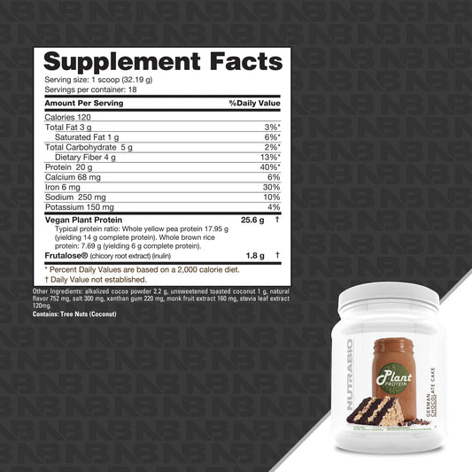 Nutrabio - Plant Protein GERMAN CHOCOLATE 18 Servings