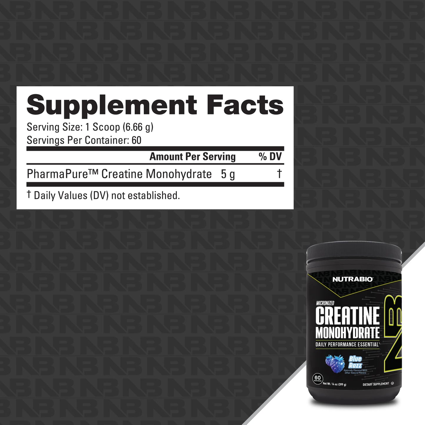 Nutrabio – Creatine Monohydrate BLUE RAZZ 60svg