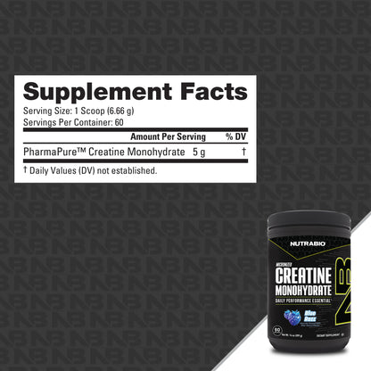 Nutrabio – Creatine Monohydrate BLUE RAZZ 60svg