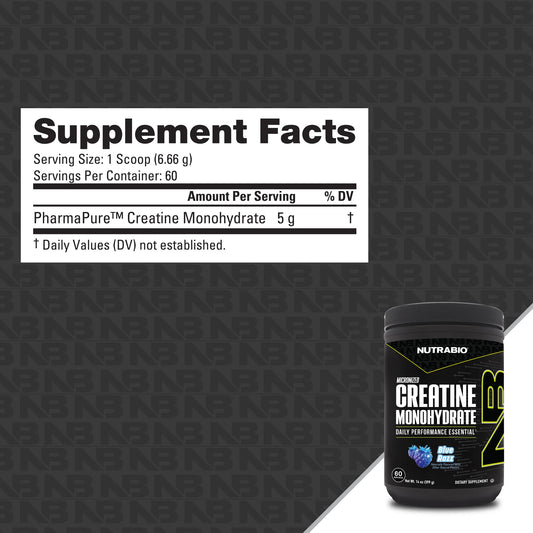 Nutrabio – Creatine Monohydrate BLUE RAZZ 60svg