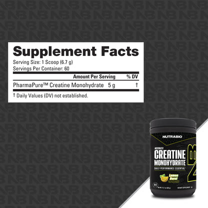 Nutrabio – Creatine Monohydrate LEMON BURST 60svg