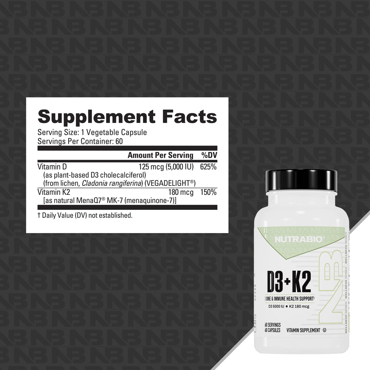 Nutrabio – D3+K2 60 VCaps