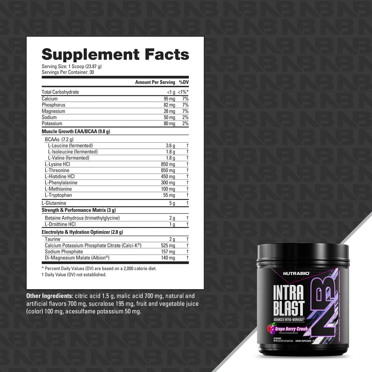 Nutrabio – Intra Blast GRAPE BERRY CRUSH 30 Servings