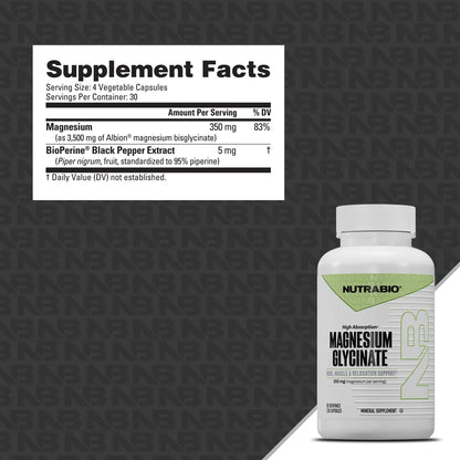 Nutrabio – Magnesium Glycinate (350 mg) 120 Caps