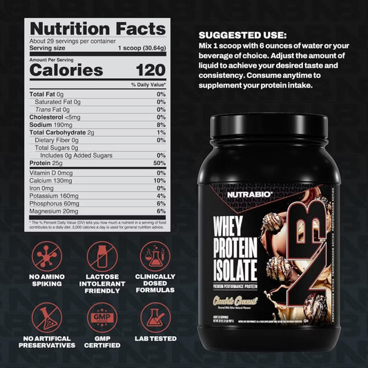 Nutrabio – Whey Protein Isolate CHOCOLATE COCONUT 2lbs