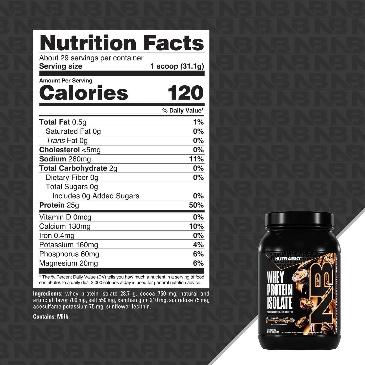 Nutrabio – Whey Protein Isolate CHOCOLATE PEANUT BUTTER BLISS 2lbs