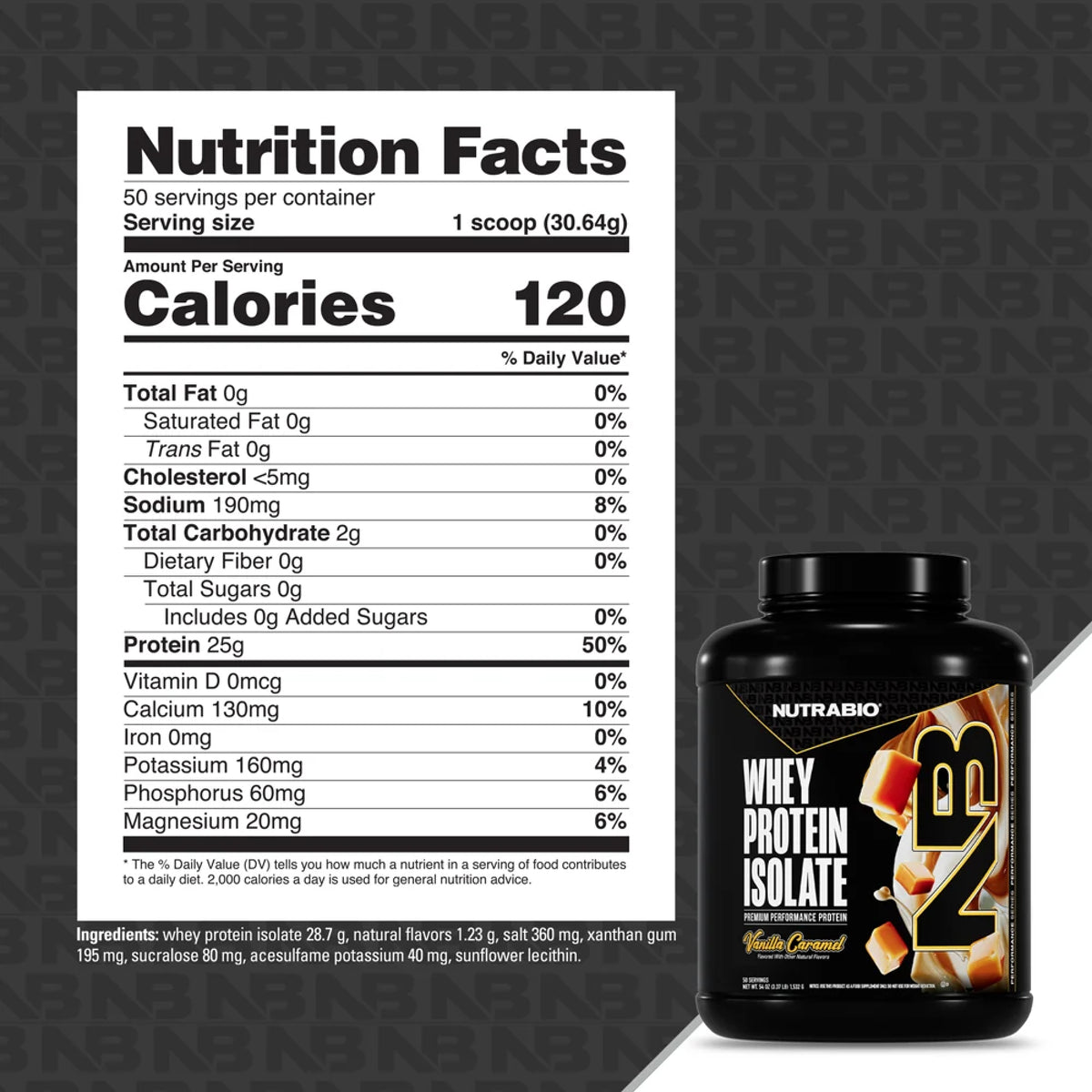 Nutrabio – Whey Protein Isolate VANILLA CARAMEL 5lbs