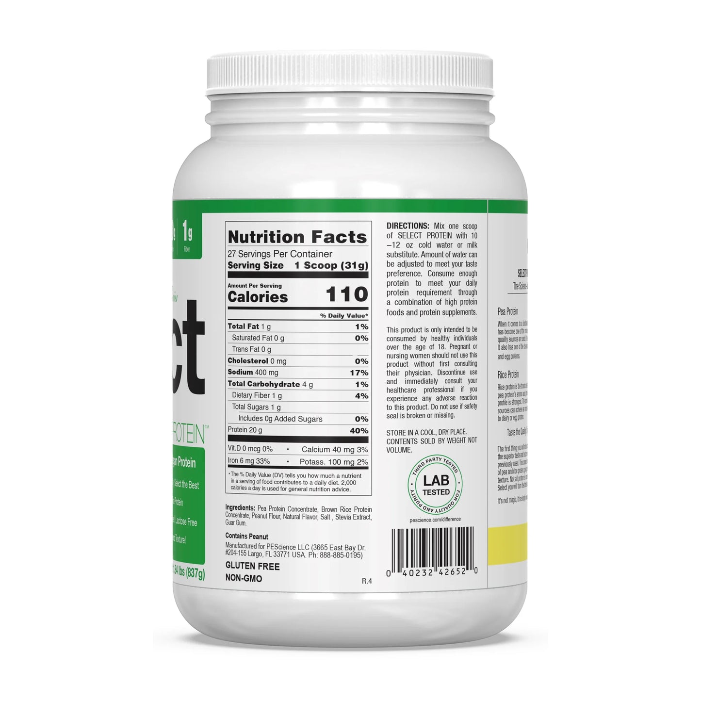 PESCIENCE - Select Vegan Protein PEANUT BUTTER DELIGHT 1.84lbs