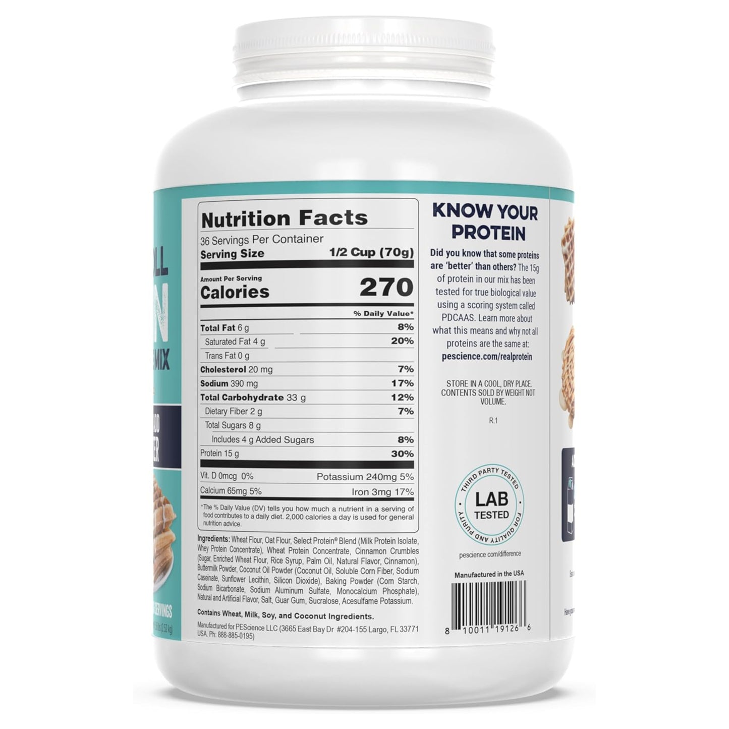 PESCIENCE - Protein Pancake & Waffle Mix CINNAMONROLL 5LBS