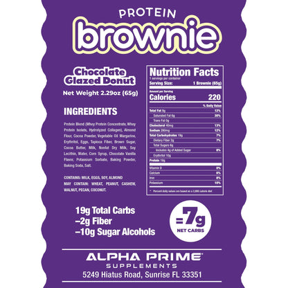 ALPHA PRIME BITES - PROTEIN BROWNIE CHOCOLATE GLAZED DONUT (Best By: 11/13/25)