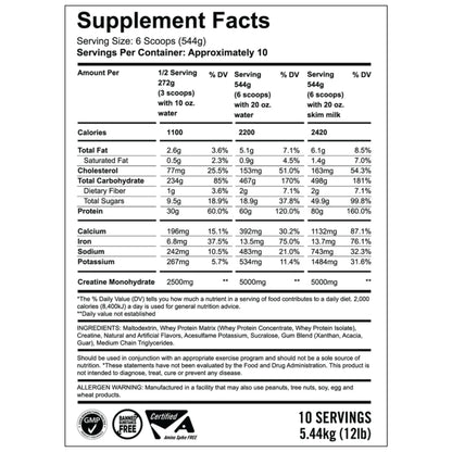 WheyLabs – Mass Gainer Extreme 2200 CHOCOLATE MELT 12LBS