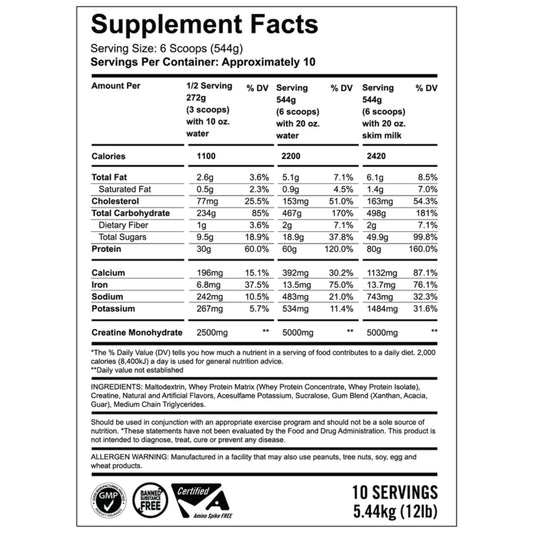 WheyLabs – Mass Gainer Extreme 2200 CHOCOLATE MELT 12LBS