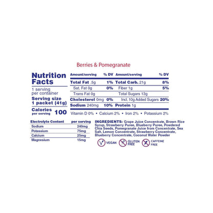 Huma + Chia Energy Gel Plus Natural Electrolytes Berries &amp; Pomegranate 41g