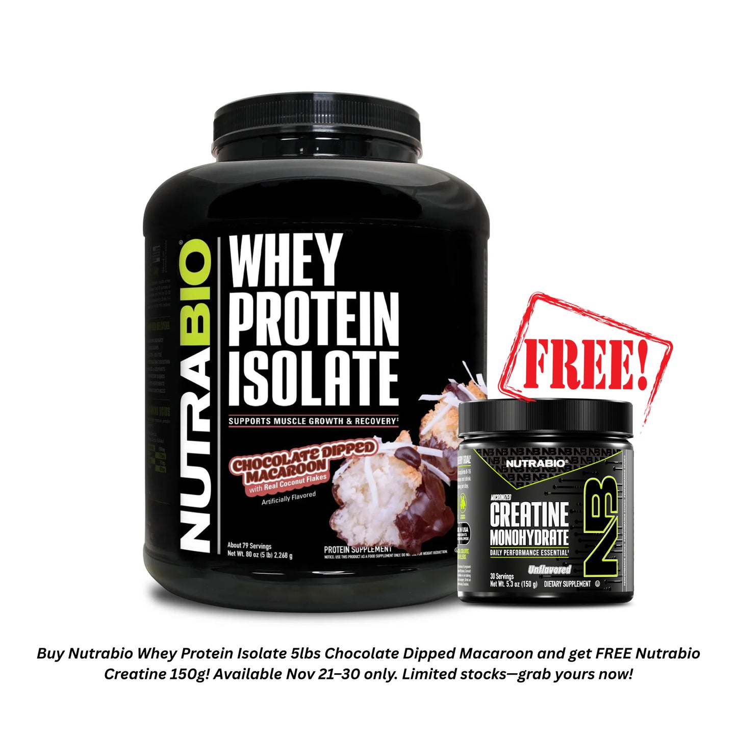 Nutrabio – Whey Protein Isolate CHOCOLATE DIPPED MACAROON 5lbs (2/1/26 Exp)
