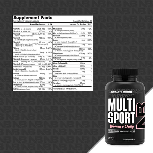 Nutrabio - MultiSport for Women 120 Vegetable Capsules (9/1/25 Exp)